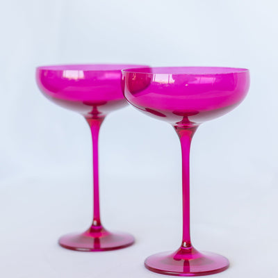 Estelle Colored Champagne Coupe Stemware - Set of 2 {Viva Magenta (Our Fuchsia)}