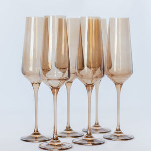 Estelle Colored Champagne Flute - Set of 6 {Mocha Mousse (Our Amber Smoke)}