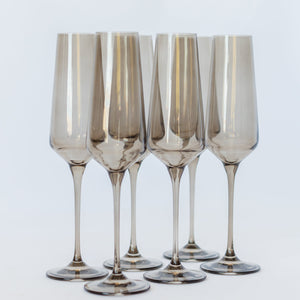 Estelle Colored Champagne Flute - Set of 6 {Gray Smoke}