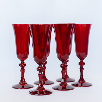 Estelle Colored Regal Flute - Set of 6 {Red}
