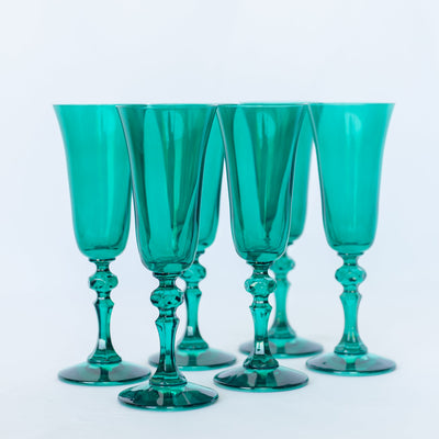 Estelle Colored Regal Flute - Set of 6 {Emerald Green}