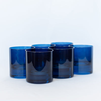 Estelle Colored Rocks Glass - Set of 6 {Midnight Blue}