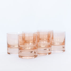 Estelle Colored Rocks Glass - Set of 6 {Blush Pink}