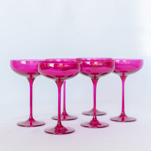 Estelle Colored Champagne Coupe Stemware - Set of 6 {Viva Magenta (Our Fuchsia)}