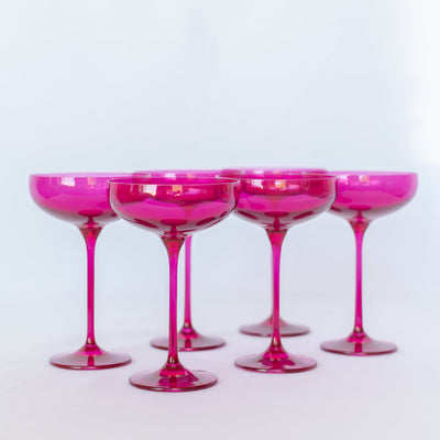 Estelle Colored Champagne Coupe Stemware - Set of 6 {Viva Magenta (Our Fuchsia)}