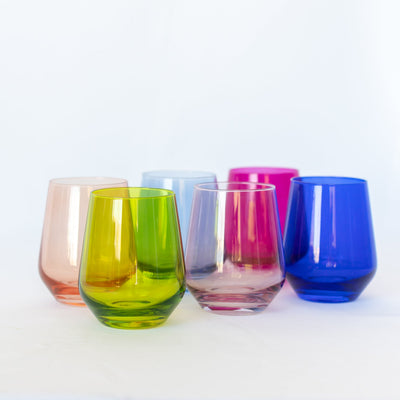 Estelle Colored Wine Stemless Set of 6 (Mixed Set)