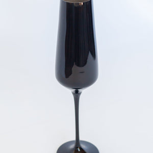 Estelle Colored Champagne Flute - Set of 2 {Black}