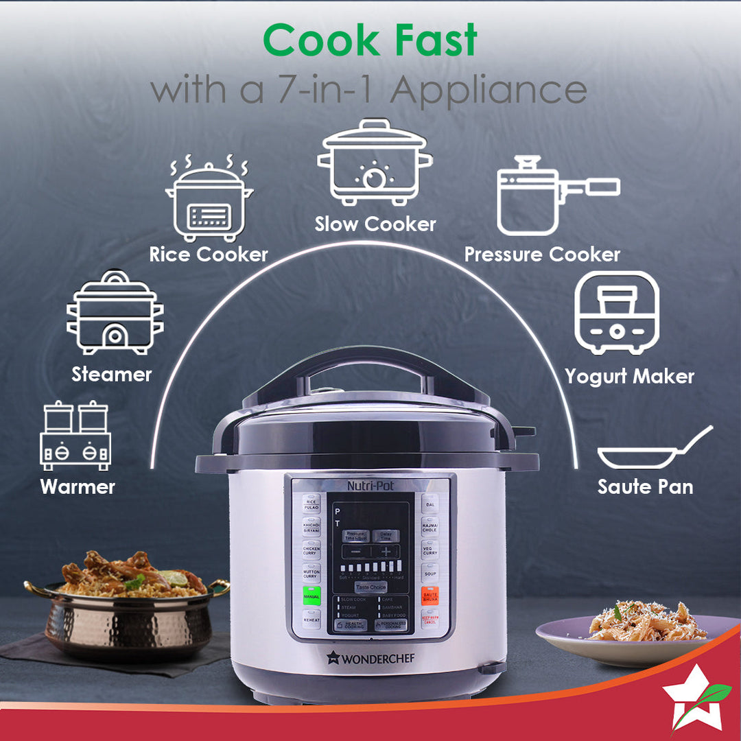 Wonderchef Renewed Nutri-Pot | 6L | Electric Pressure Cooker with 7-in-1 Functions