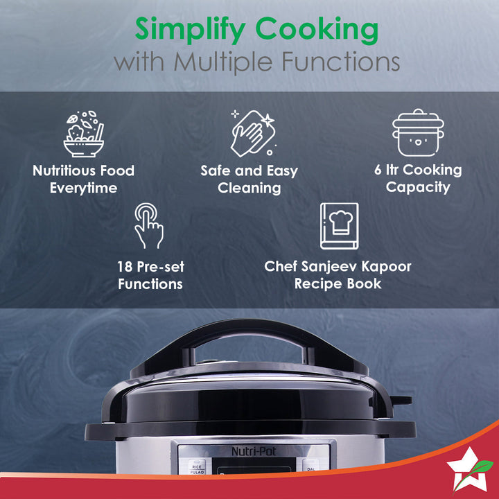 Wonderchef Renewed Nutri-Pot | 6L | Electric Pressure Cooker with 7-in-1 Functions