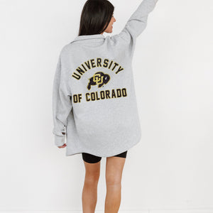 COLORADO BUFFALOES WAY TO GO SOFT, LONG SLEEVE COTTON-BLEND COLLARED OVERSHIRT WITH BUTTON CUFFS BY MADI PREWETT TROUTT