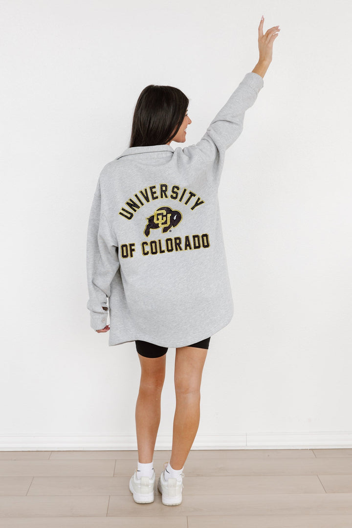 COLORADO BUFFALOES WAY TO GO SOFT, LONG SLEEVE COTTON-BLEND COLLARED OVERSHIRT WITH BUTTON CUFFS BY MADI PREWETT TROUTT