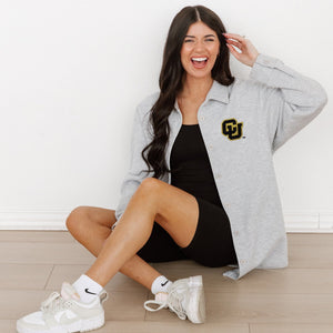 COLORADO BUFFALOES WAY TO GO SOFT, LONG SLEEVE COTTON-BLEND COLLARED OVERSHIRT WITH BUTTON CUFFS BY MADI PREWETT TROUTT