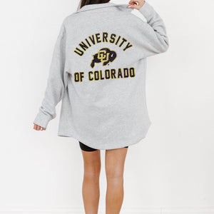 COLORADO BUFFALOES WAY TO GO SOFT, LONG SLEEVE COTTON-BLEND COLLARED OVERSHIRT WITH BUTTON CUFFS BY MADI PREWETT TROUTT