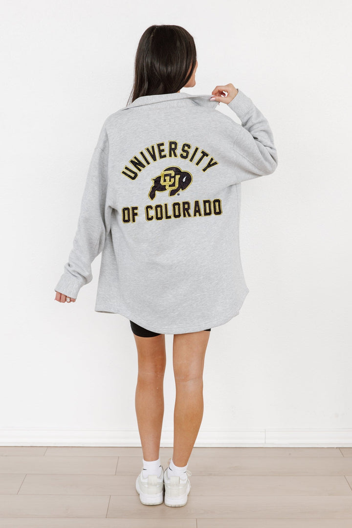 COLORADO BUFFALOES WAY TO GO SOFT, LONG SLEEVE COTTON-BLEND COLLARED OVERSHIRT WITH BUTTON CUFFS BY MADI PREWETT TROUTT