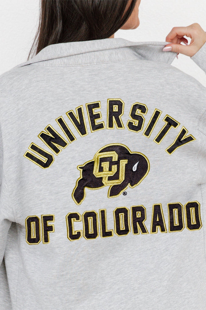 COLORADO BUFFALOES WAY TO GO SOFT, LONG SLEEVE COTTON-BLEND COLLARED OVERSHIRT WITH BUTTON CUFFS BY MADI PREWETT TROUTT