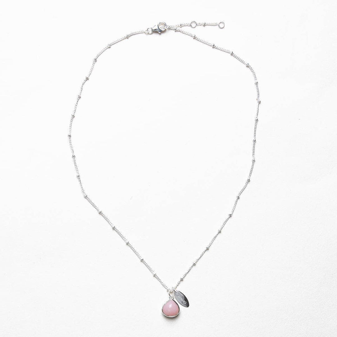 October Pink Opal Birthstone Necklace