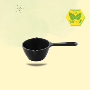 Trilonium Triple Seasoned Cast Iron Tadka Pan | Gas & Induction Compatible | Black