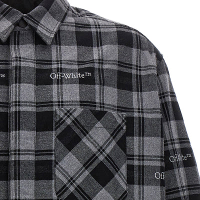 Off White Check Flannel Padded Jacket