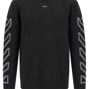 Off White Diag Arrow Fuzzy Sweater With Intarsia