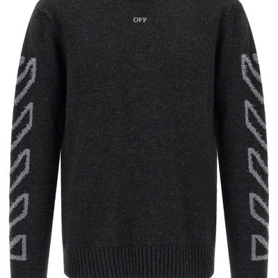 Off White Diag Arrow Fuzzy Sweater With Intarsia