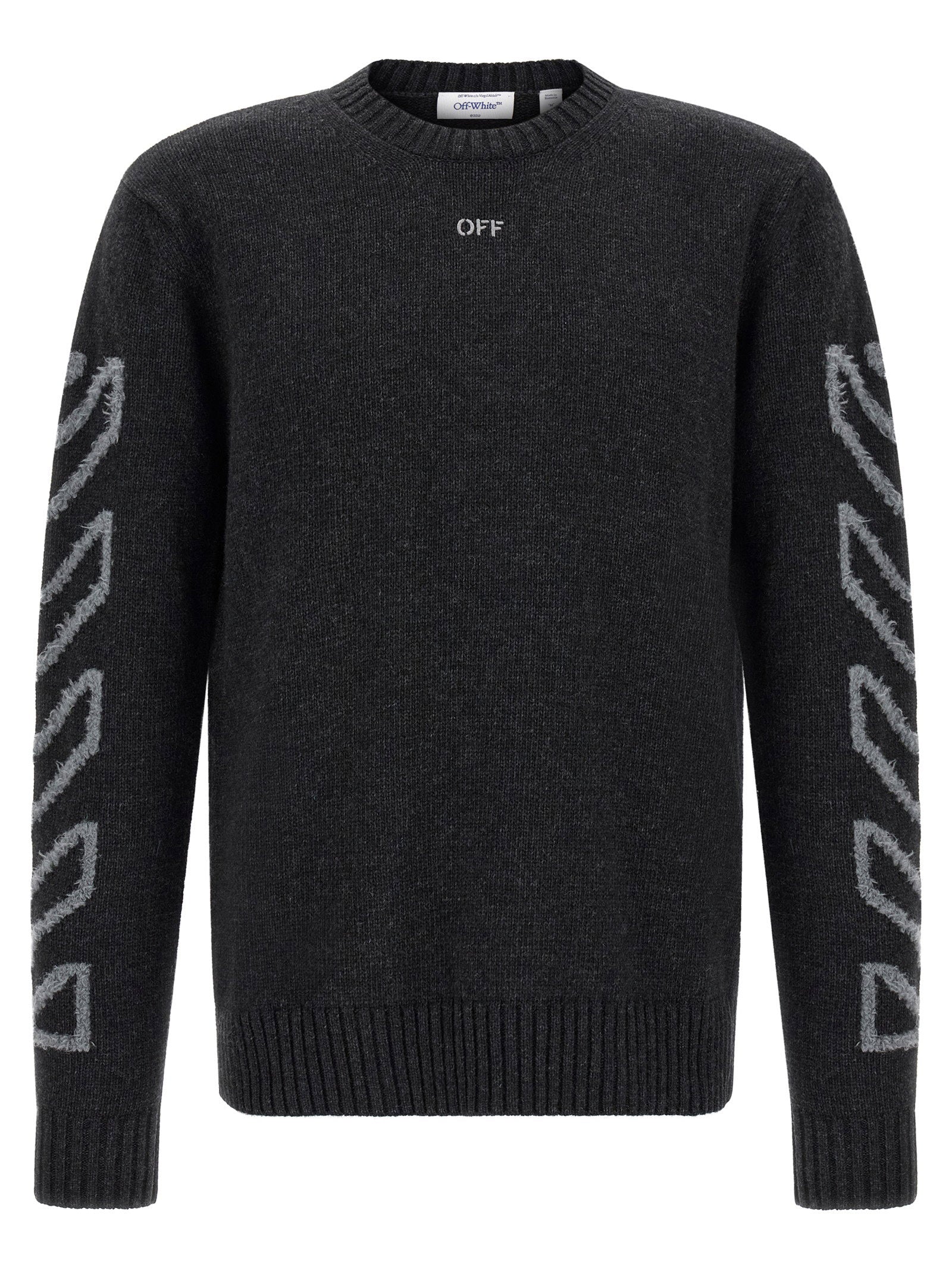 Off White Diag Arrow Fuzzy Sweater With Intarsia