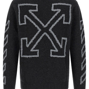 Off White Diag Arrow Fuzzy Sweater With Intarsia