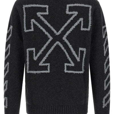 Off White Diag Arrow Fuzzy Sweater With Intarsia
