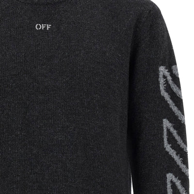 Off White Diag Arrow Fuzzy Sweater With Intarsia
