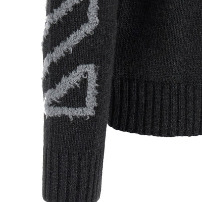 Off White Diag Arrow Fuzzy Sweater With Intarsia