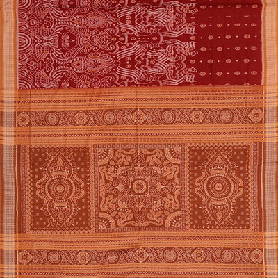 Red Handwoven Orissa Cotton Saree