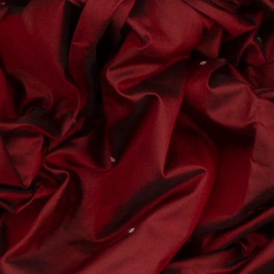 Crimson Handloom Orissa Silk Saree With Diamond Motifs in Border-Crimson