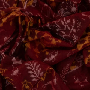 Maroon Handloom Orissa Cotton Saree With Black Border & Pallu-Maroon
