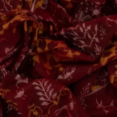 Maroon Handloom Orissa Cotton Saree With Black Border & Pallu-Maroon