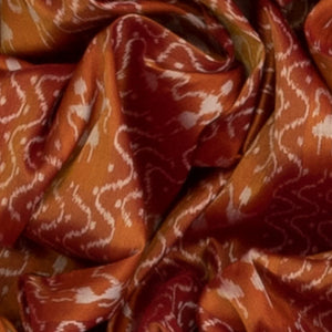 Rust Handloom Orissa Tissue Silk Saree With Tribal Motifs-Rust