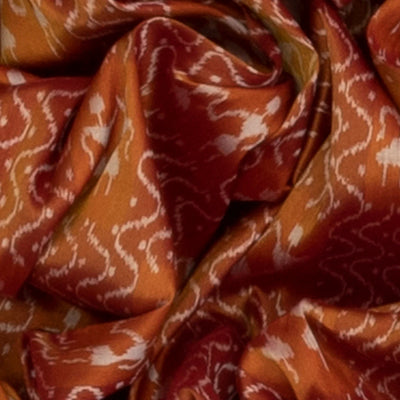 Rust Handloom Orissa Tissue Silk Saree With Tribal Motifs-Rust