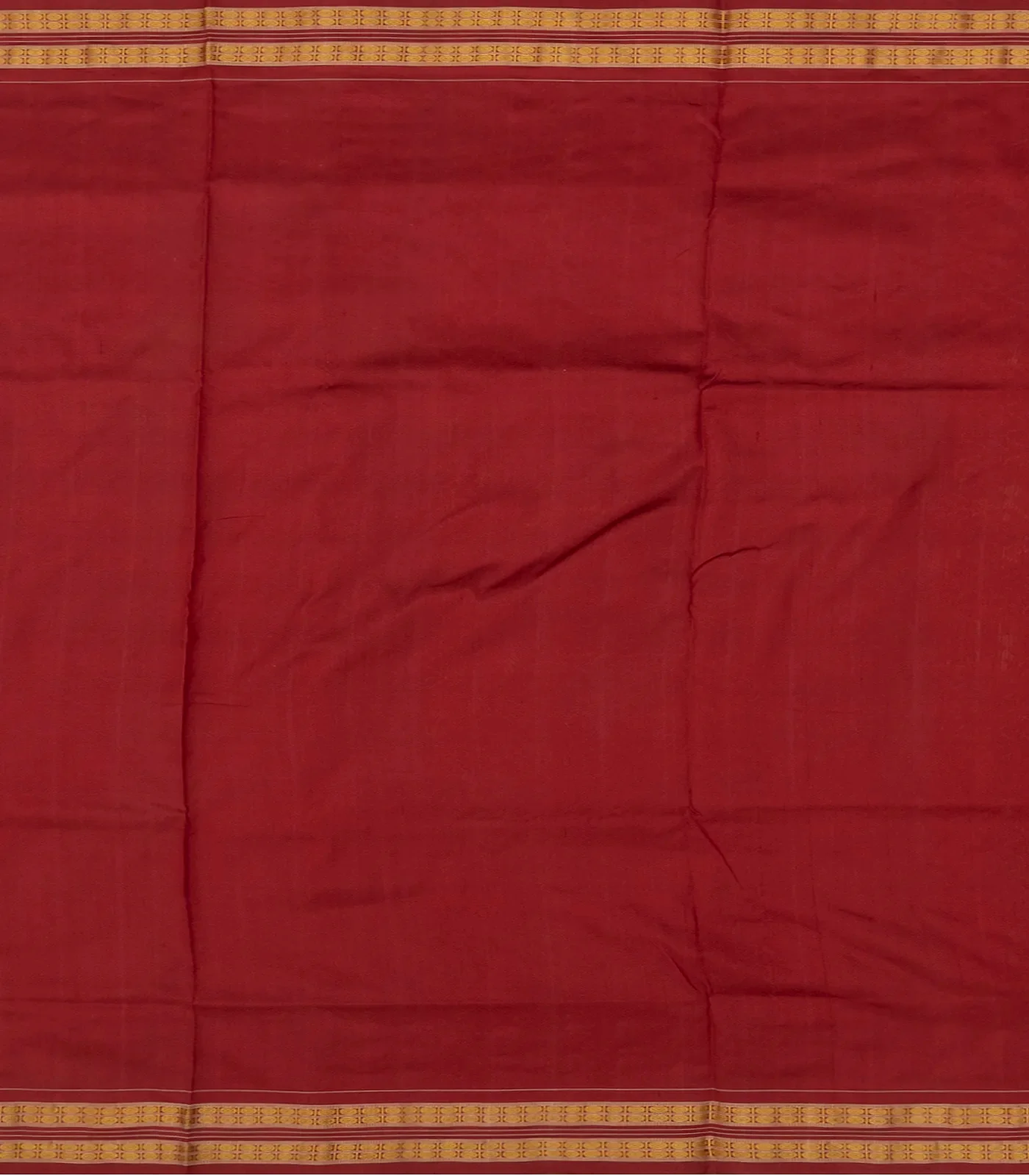 Rust Handloom Orissa Tissue Silk Saree With Tribal Motifs-Rust