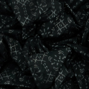 Black Handloom Orissa Silk Saree With Floral Motifs & Crimson Border-Black