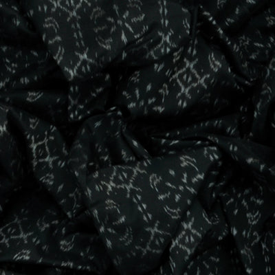 Black Handloom Orissa Silk Saree With Floral Motifs & Crimson Border-Black