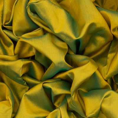 Lime Yellow Handloom Orissa Silk Saree With Temple Border & Stripped Pallu-Lime Yellow