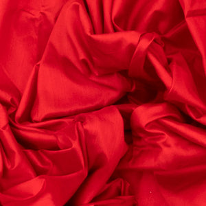 Red Handloom Orissa Silk Saree With Temple Border & Stripped Pallu-Red