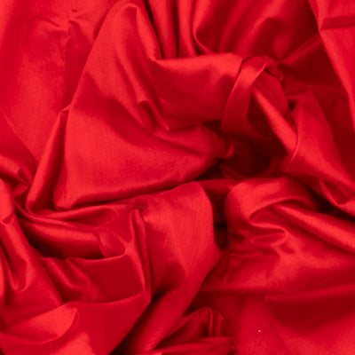 Red Handloom Orissa Silk Saree With Temple Border & Stripped Pallu-Red