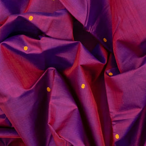 Purple Handloom Orissa Silk Saree With Floral Motifs & Contrast Yellow Border-Purple