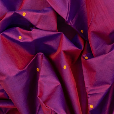 Purple Handloom Orissa Silk Saree With Floral Motifs & Contrast Yellow Border-Purple
