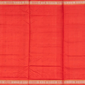 Cream Handloom Orissa Silk Saree With Checks & Contrast Red Border-Cream