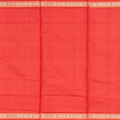 Black Handloom Orissa Silk Saree With Checks & Contrast Red Border-Black