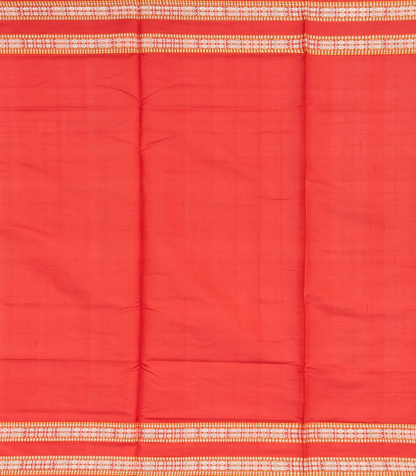 Black Handloom Orissa Silk Saree With Checks & Contrast Red Border-Black
