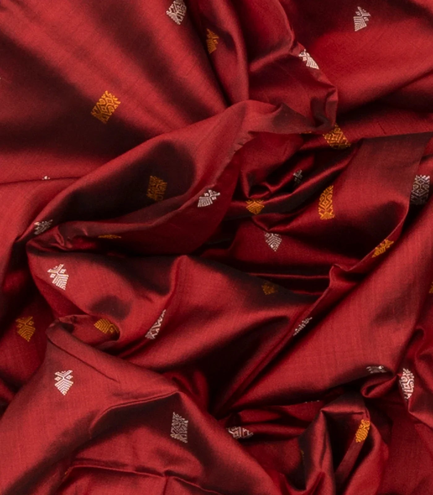 Crimson Handloom Orissa Silk Saree With Floral Motifs-Crimson