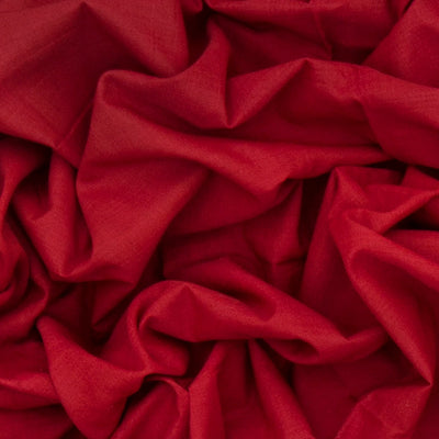 Crimson Handloom Orissa Cotton Saree With Mustard Temple Border-Crimson