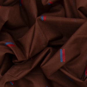 Brown Handloom Orissa Cotton Saree With Cyan  Temple Border-Brown