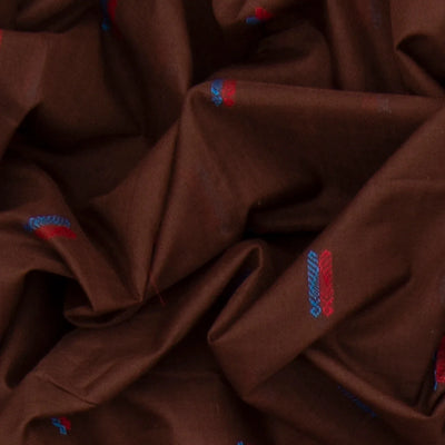 Brown Handloom Orissa Cotton Saree With Cyan  Temple Border-Brown